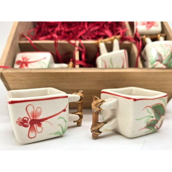 Vintage Ceramic Teapot Set Floral Dragonfly Design With Bamboo Handle je172 - Picture 14 of 16